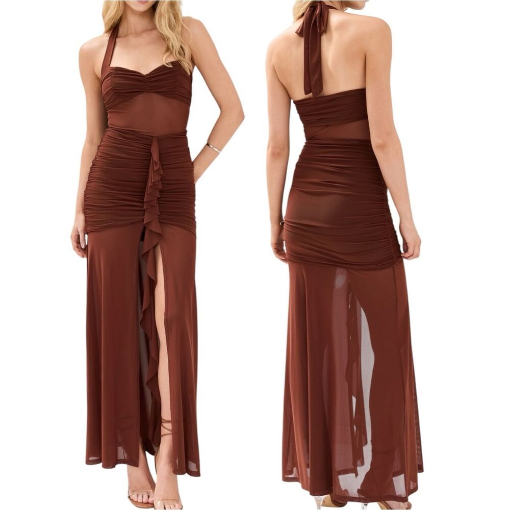NWTs Runaway the Label Tallula Maxi Dress in Espresso Size Medium